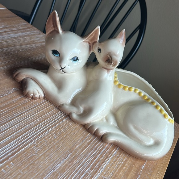 Vintage Hull Pottery Siamese Momma Cat & Kitten Planter USA - Picture 16 of 16